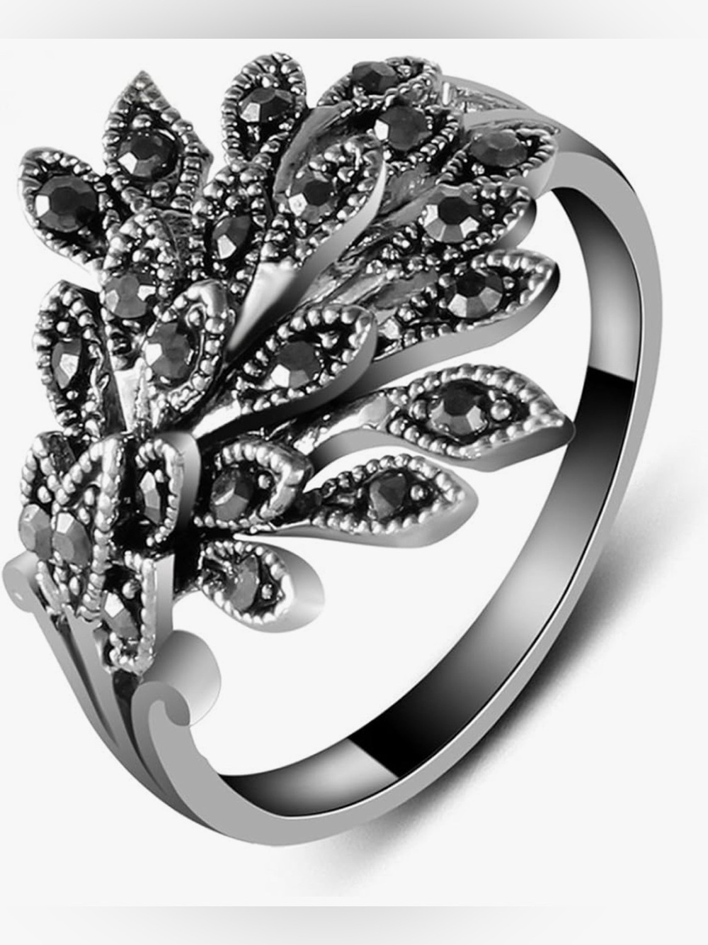 Beautiful Nordstrom silver flower Margasites Wide band ring size 8